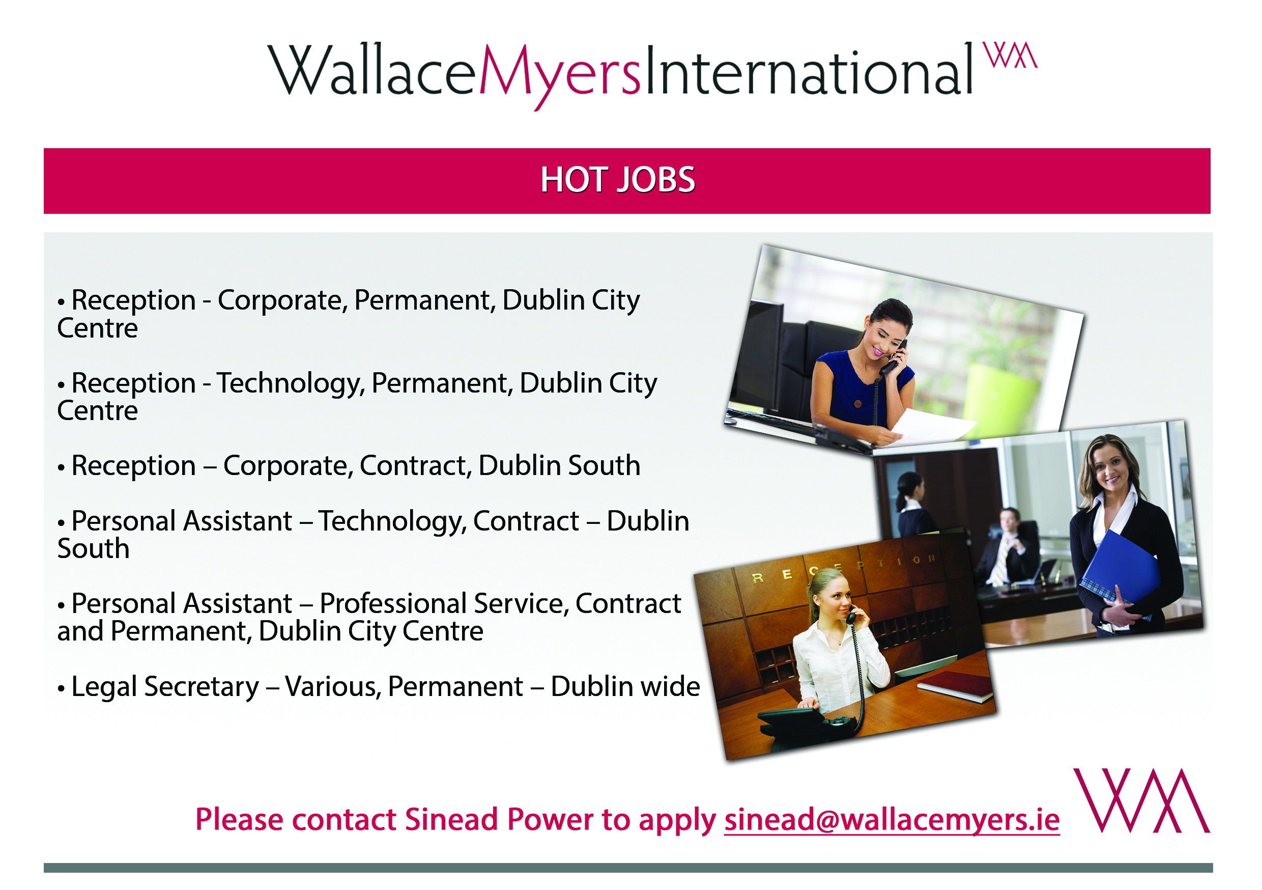 PA+receptionist+jobs+wallace+myers+international+recruitment+agency